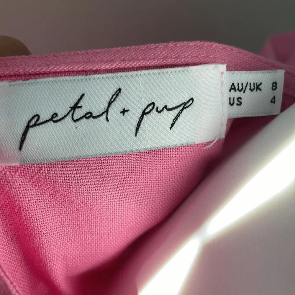 Petal & Pup Tiered Linen Maxi Dress Pink size 4 - Picture 5 of 8